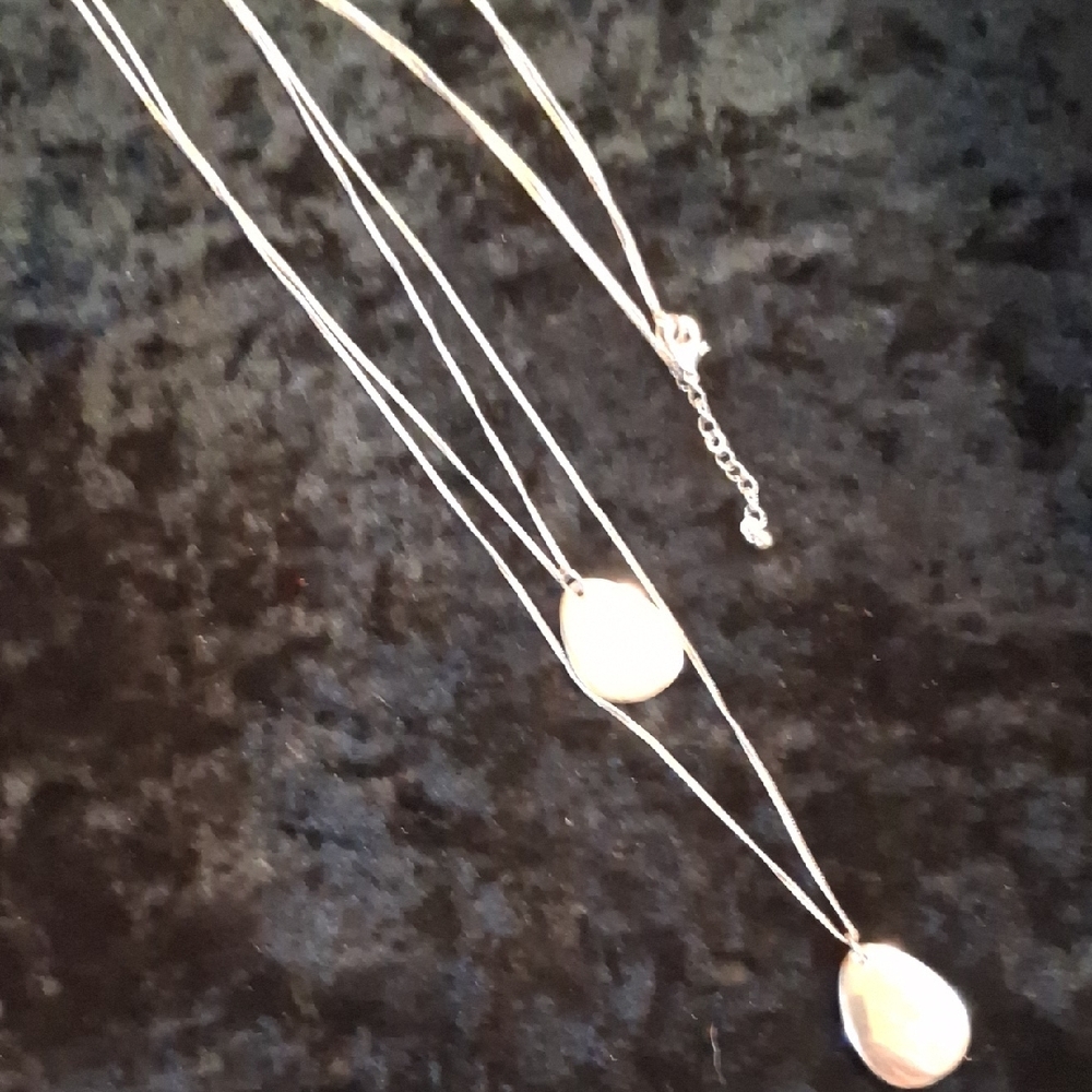 Macy's Silver Delicate Layered Necklace with Silver Tear Drop Pendants 42 In.